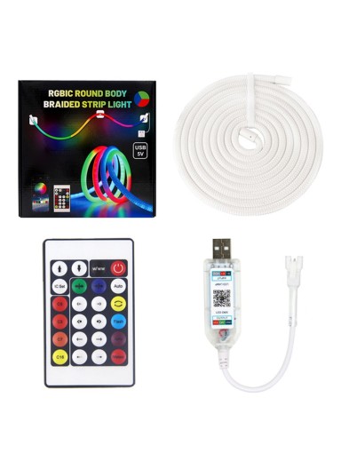 2m RGB LED Round Braided Lig..