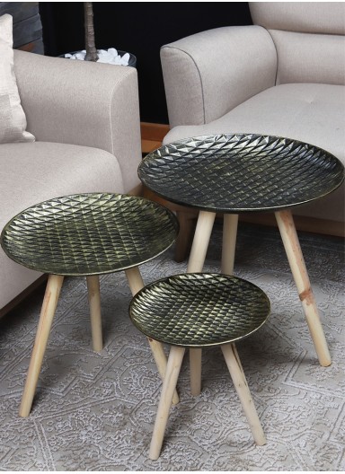 Set of 3 Round Wooden Nestin..